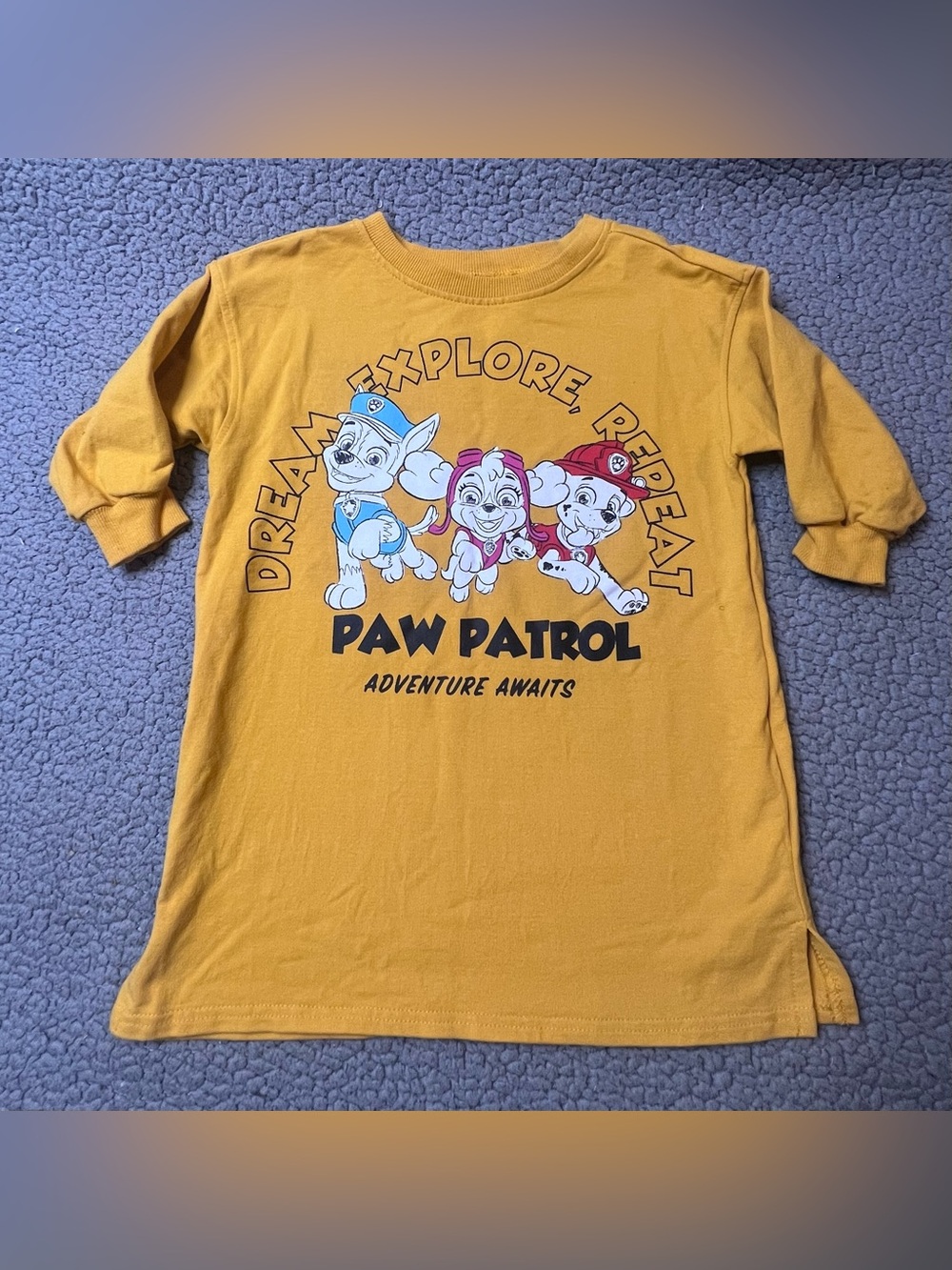 Paw Patrol Crew Neck Long Sleeve Little Girls Dress Size 2T Yellow Color